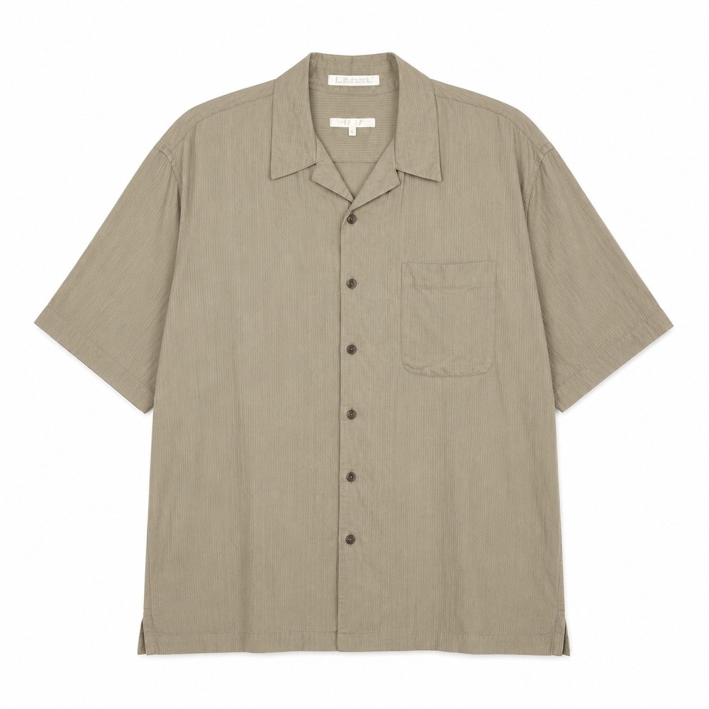 Perry Ellis 100% Silk Button Up Shirt Beige Relaxed Camp Medium